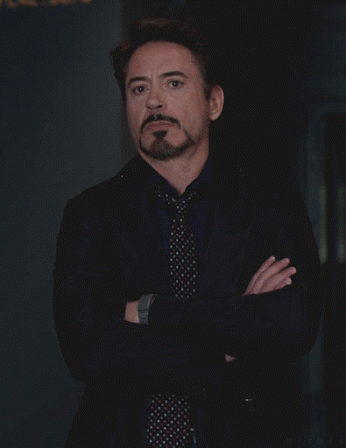 Gif of Robert Downey Jr as Tony Stark in Avengers Assemble rolling his eyes.